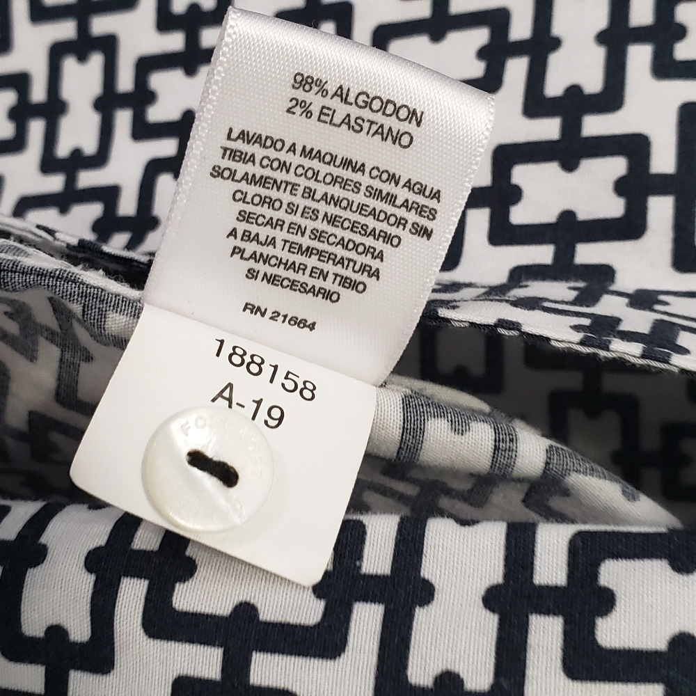 Foxcroft Black and White Notched Collar Button Down Shirt - Picture 4 of 10